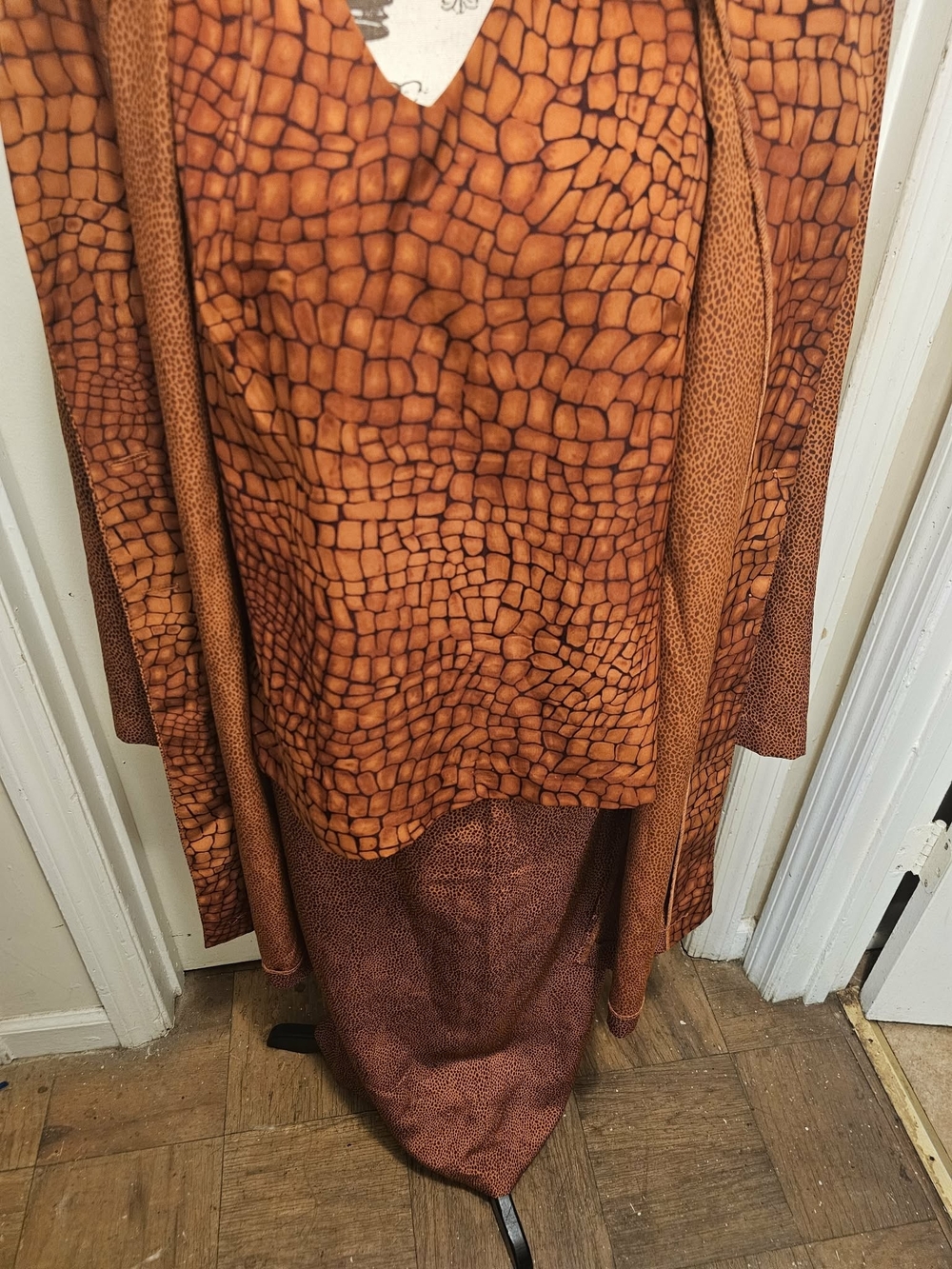 Women’s Open-Front Textured Orange Coat